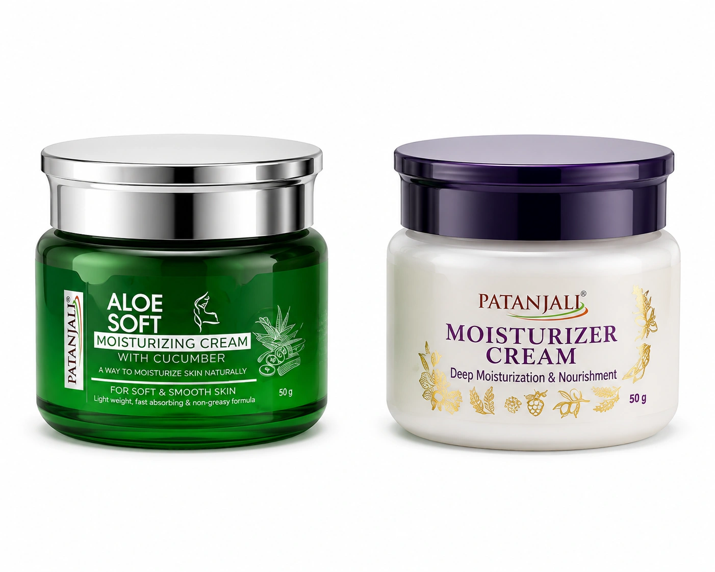 Patanjali Moisturizing Cream Duo – Aloe Soft & Deep Moisturizer