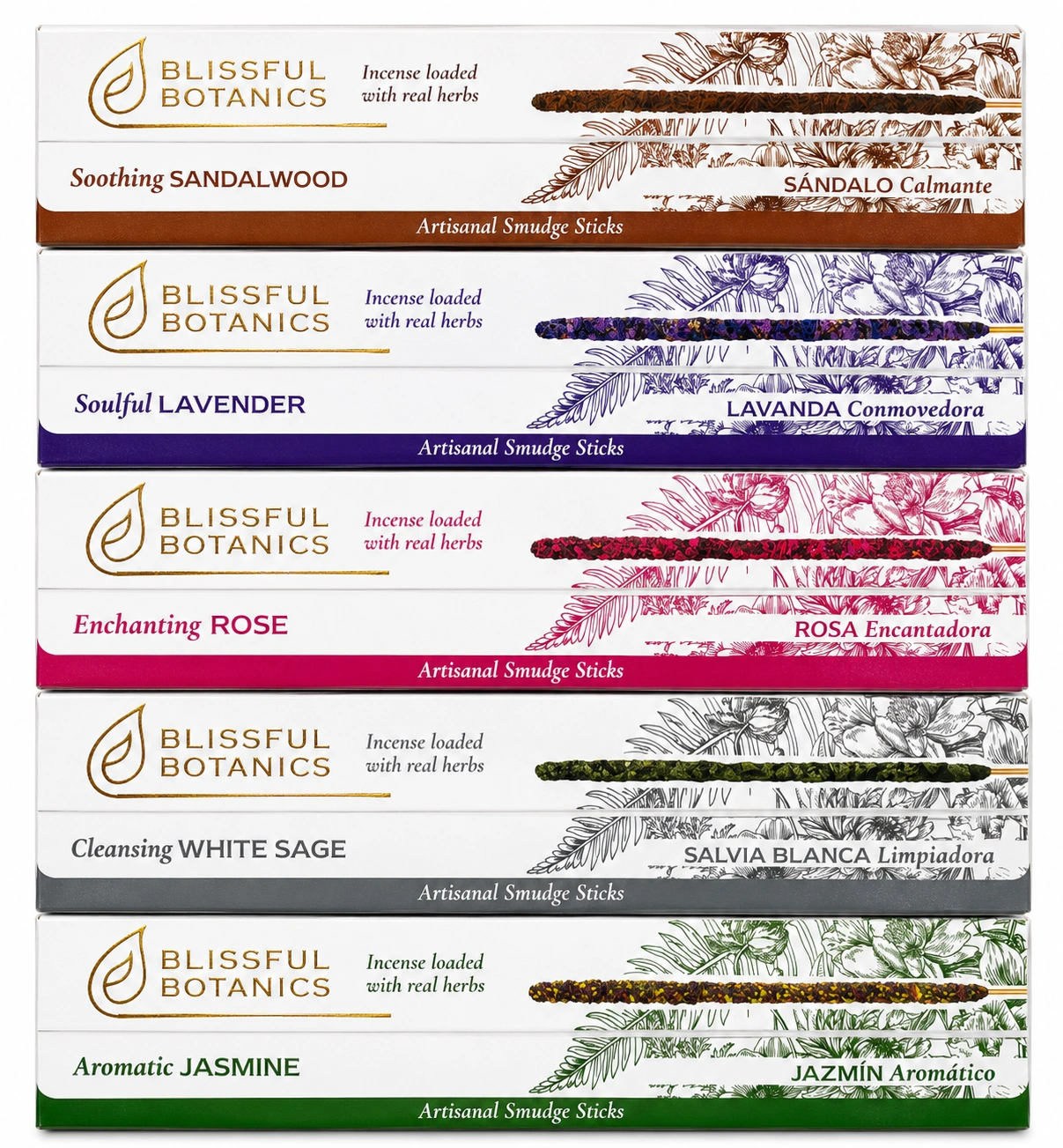 Blissful Botanics Artisanal Smudge Incense Sticks – Assorted Fragrances